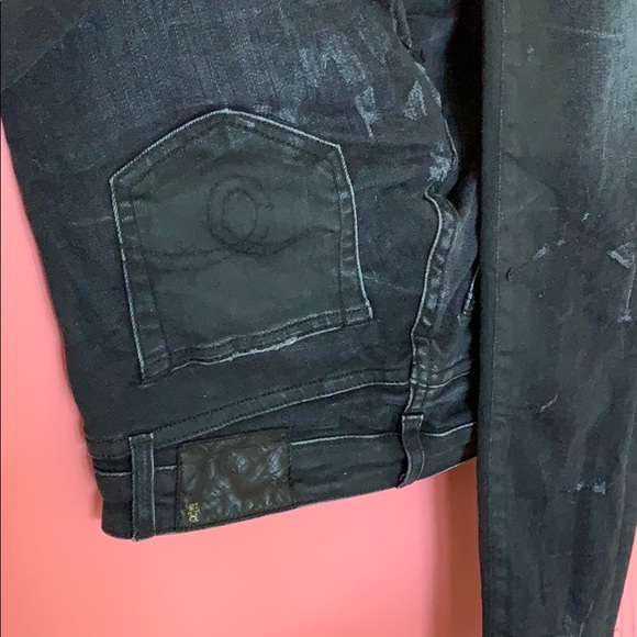 R13 distressed stretchy wax black skinny jeans 27 - Picture 4 of 6